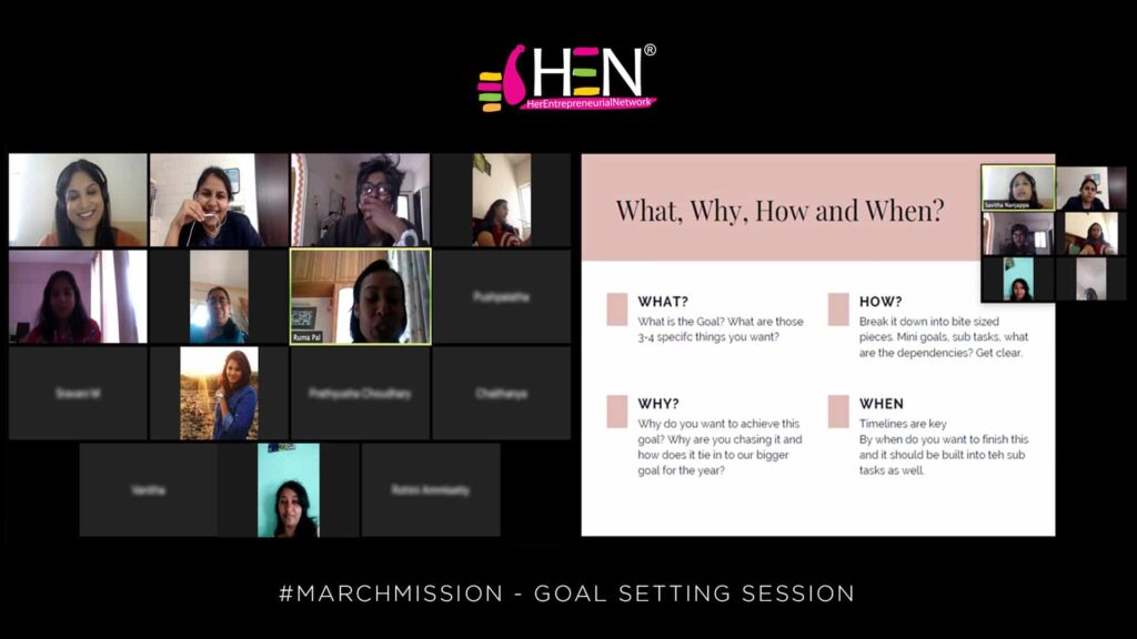 March Goal Setting Session, HEN India, Women Entrepreneur Community