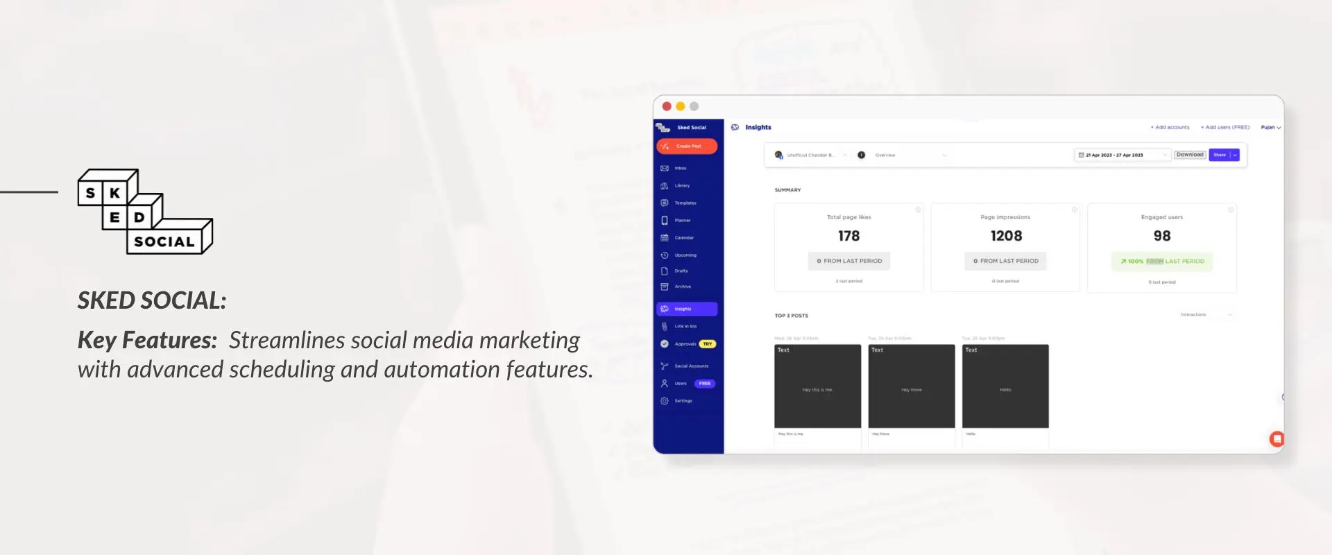 Sked Social Media Marketing Tool Interface
