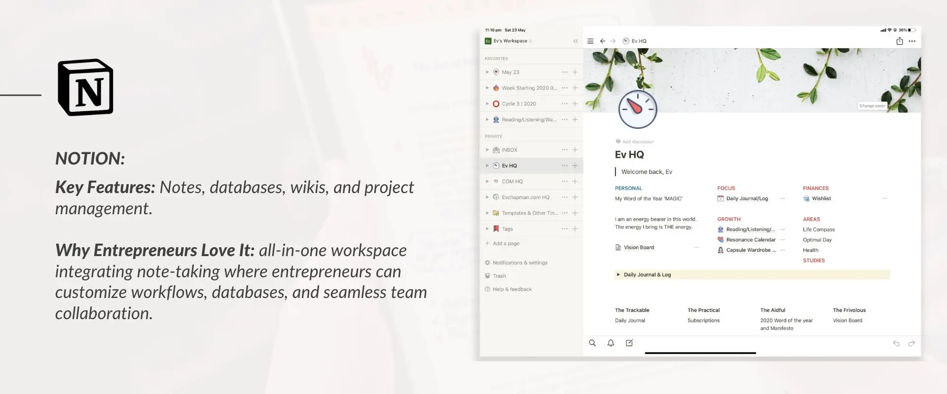 Notion Note Taking Tool Interface