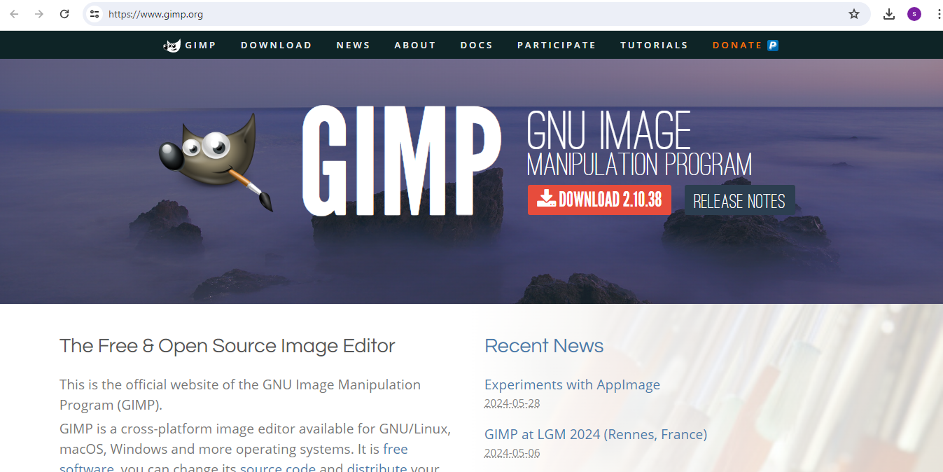 gimp photo editing app