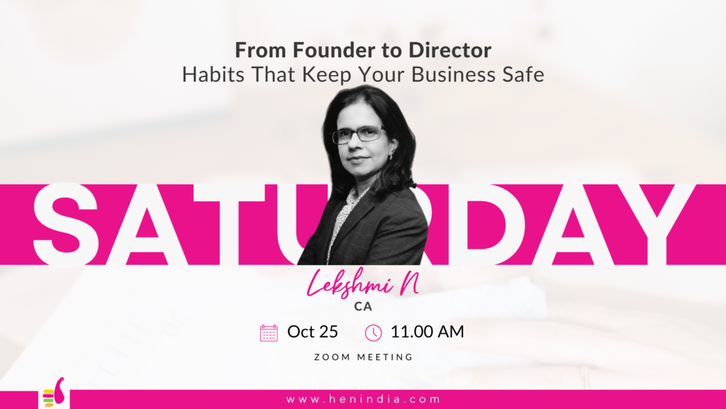HEN Saturday Meet with Lekshmi N - for new directors