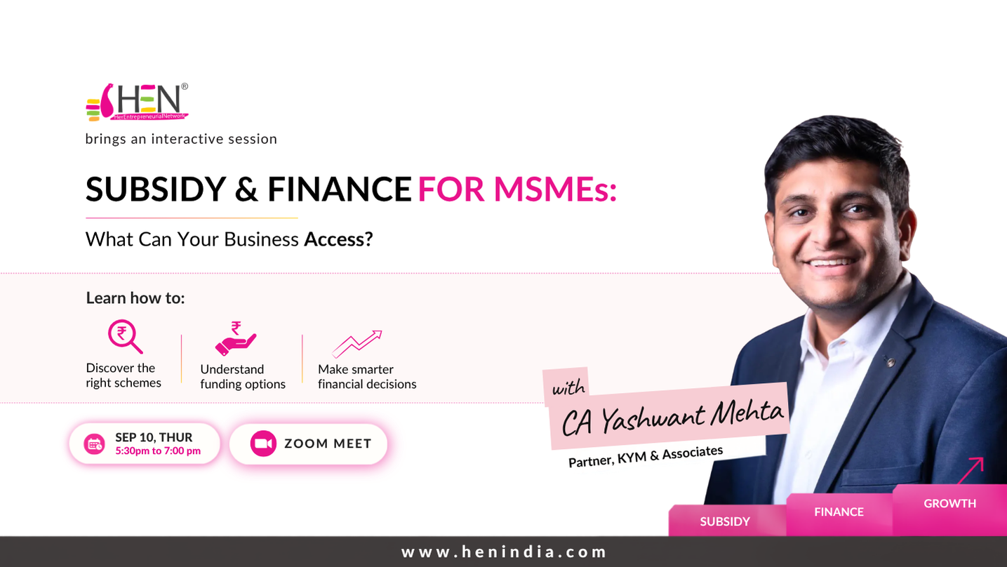 Subsidy & Finance for MSMEs What Can Your Business Access HEN September Event